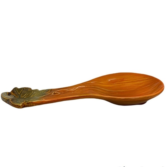 Spoon Rest Fall Harvest Glazed Hand Painted Pumpkin Kitchen Decor Halloween - Picture 2 of 11